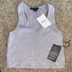 Waffle V-Neck Cropped Razorback Tank Top